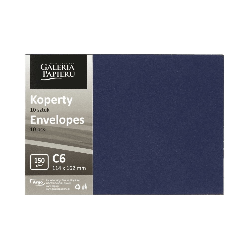 SOBRE C6 NAVY NAVY PEARL PAPEL GALERÍA PACK10PZS 280255 ARGO ARGO